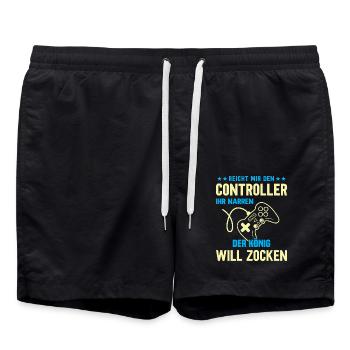 Zocken Gamer Gaming Zocker Controller Videospiele - Badeshorts - Schwarz - Vorne - AI Model Male 185 light (185cm)