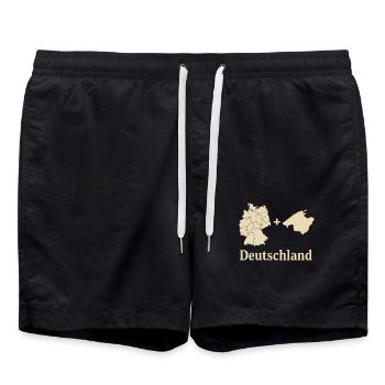 Germany + Mallorca = Love - Swim Trunks - black - Front - AI Model Male 185 light (185cm)