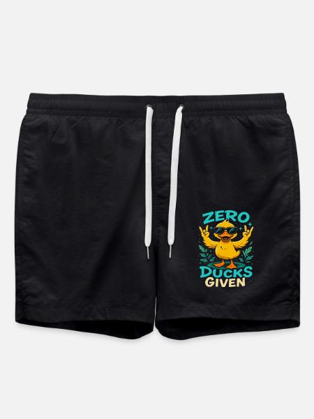 Zero Ducks Given Duck Theme Fun - Swim Trunks - black