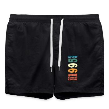 August 1995 Retro Vintage Birthday Gift - Swim Trunks - black - Front - AI Model Male 185 light (185cm)