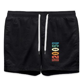 August 2005 Vintage Retro Vintage Jubiläum - Badeshorts - Schwarz - Vorne - AI Model Male 185 light (185cm)