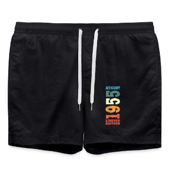 August 1955 Retro Vintage Birthday Gift - Swim Trunks - black - Front - AI Model Male 185 light (185cm)