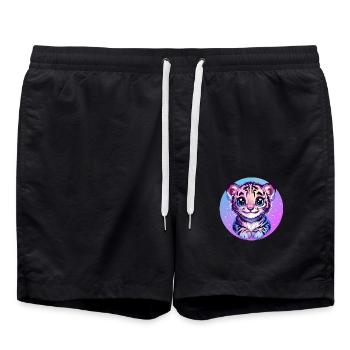 Bébé tigre dans le ciel étoilé - Short de bain - noir - Devant - AI Model Male 185 light (185cm)