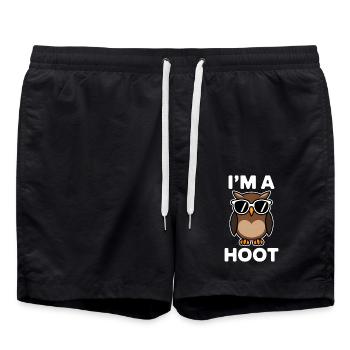 Eule Spruch Eulen Lustiges Eulen Geschenk - Badeshorts - Schwarz - Vorne - AI Model Male 185 light (185cm)