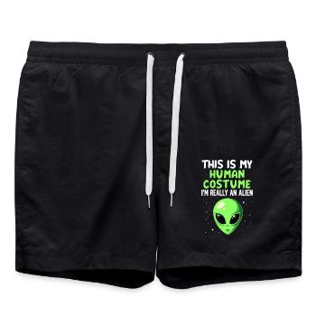 Lustiges Alien-Motiv Human Halloween Kostüm - Badeshorts - Schwarz - Vorne - AI Model Male 185 light (185cm)