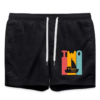 2nd Birthday Sailing Ship - Swim Trunks - black - Front - AI Model Male 185 light (185cm)
