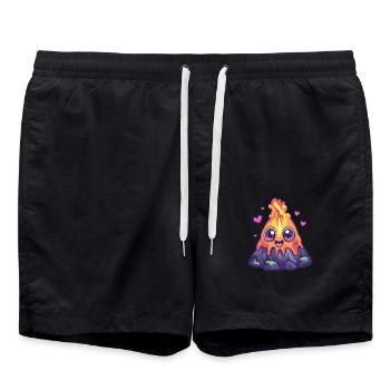 Volcan avec des cœurs - Short de bain - noir - Devant - AI Model Male 185 light (185cm)