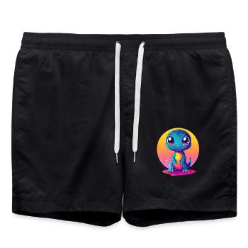 Dino im Sonnenuntergang - Badeshorts - Schwarz - Vorne - AI Model Male 185 light (185cm)
