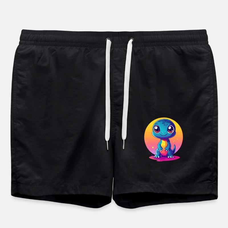 Dino at sunset - Swim Trunks - black