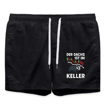 Aktien Rente Dividende Börse - Badeshorts - Schwarz - Vorne - AI Model Male 185 light (185cm)