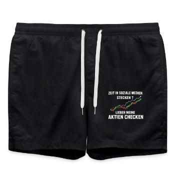 Aktien Rente Dividende Börse - Badeshorts - Schwarz - Vorne - AI Model Male 185 light (185cm)