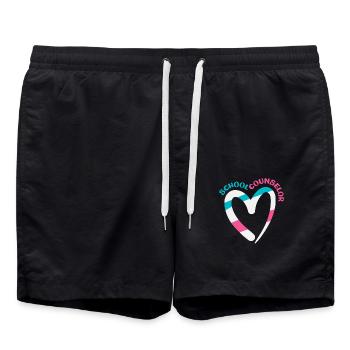 Schulberater Herz Form Bunt - Badeshorts - Schwarz - Vorne - AI Model Male 185 light (185cm)