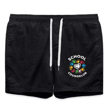 Empreintes de mains de cœur de conseiller scolaire - Short de bain - noir - Devant - AI Model Male 185 light (185cm)
