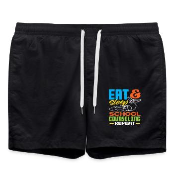 Eat Sleep School Counseling Repeat Motivation - Swim Trunks - black - Front - AI Model Male 185 light (185cm)