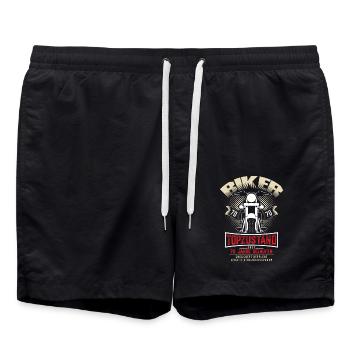 70. Geburtstag Motorradfahrer Motorrad - Badeshorts - Schwarz - Vorne - AI Model Male 185 light (185cm)
