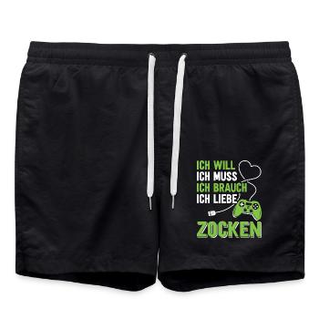 Zocken Gamer Gaming Zocker Controller Videospiele - Badeshorts - Schwarz - Vorne - AI Model Male 185 light (185cm)