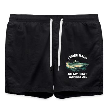 Je travaille dur pour ravitailler mon bateau Capitaine - Short de bain - noir - Devant - AI Model Male 185 light (185cm)