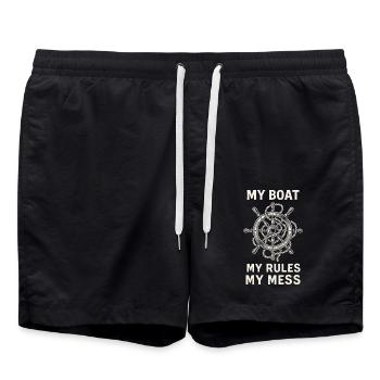 Mein Boot Meine Regeln Meine Chaos Kapitän Humor - Badeshorts - Schwarz - Vorne - AI Model Male 185 light (185cm)