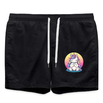 Meditating Unicorn - Swim Trunks - black - Front - AI Model Male 185 light (185cm)