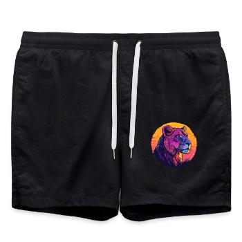 Lionne dans un jeu de couleurs - Short de bain - noir - Devant - AI Model Male 185 light (185cm)