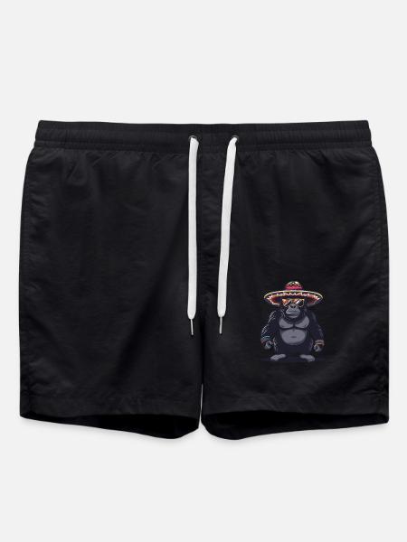 Gorilla Comic Funny Sombrero - Swim Trunks - black