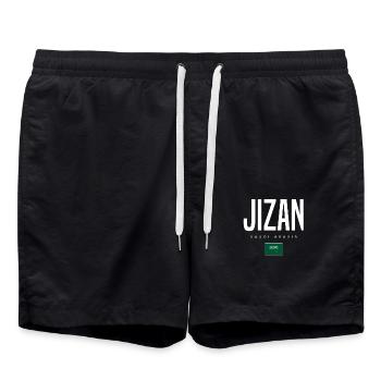 Jizan, Saudi Arabia - Swim Trunks - black - Front - AI Model Male 185 light (185cm)