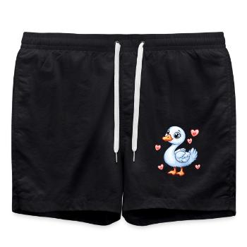 Sweet goose with hearts - Swim Trunks - black - Front - AI Model Male 185 light (185cm)