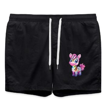 Regenbogen Zebra Kindermotiv - Badeshorts - Schwarz - Vorne - AI Model Male 185 light (185cm)