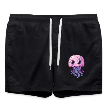 Kawaii Jellyfish Pink - Swim Trunks - black - Front - AI Model Male 185 light (185cm)