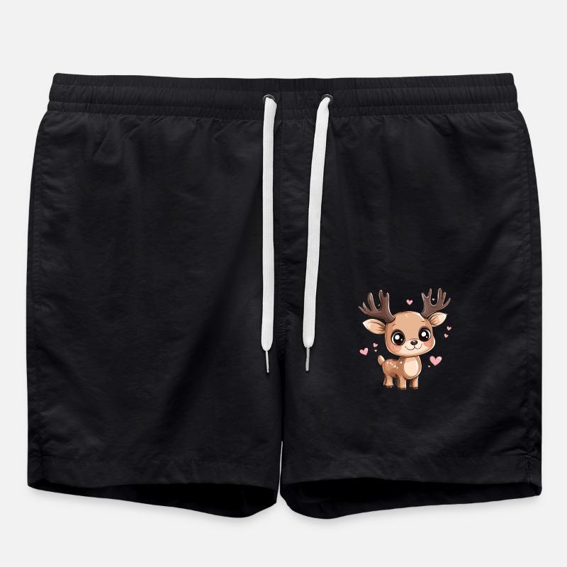 Fawn with hearts - Swim Trunks - black