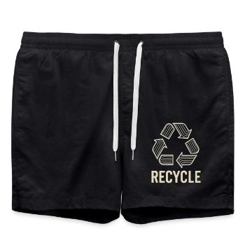 Recycle symbol with environmental awareness - Swim Trunks - black - Front - AI Model Male 185 light (185cm)