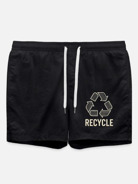 Recycle symbol with environmental awareness - Swim Trunks - black