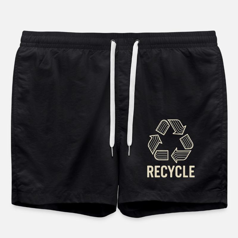 Recycle symbol with environmental awareness - Swim Trunks - black