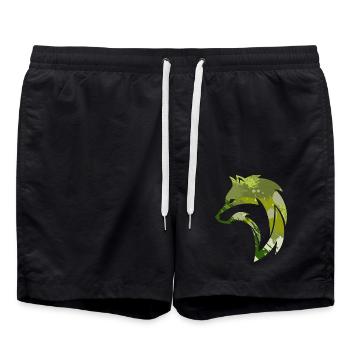 Wilder Wolf Tarnmuster - Badeshorts - Schwarz - Vorne - AI Model Male 185 light (185cm)