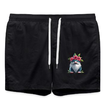 Gnome with flower hat - Swim Trunks - black - Front - AI Model Male 185 light (185cm)