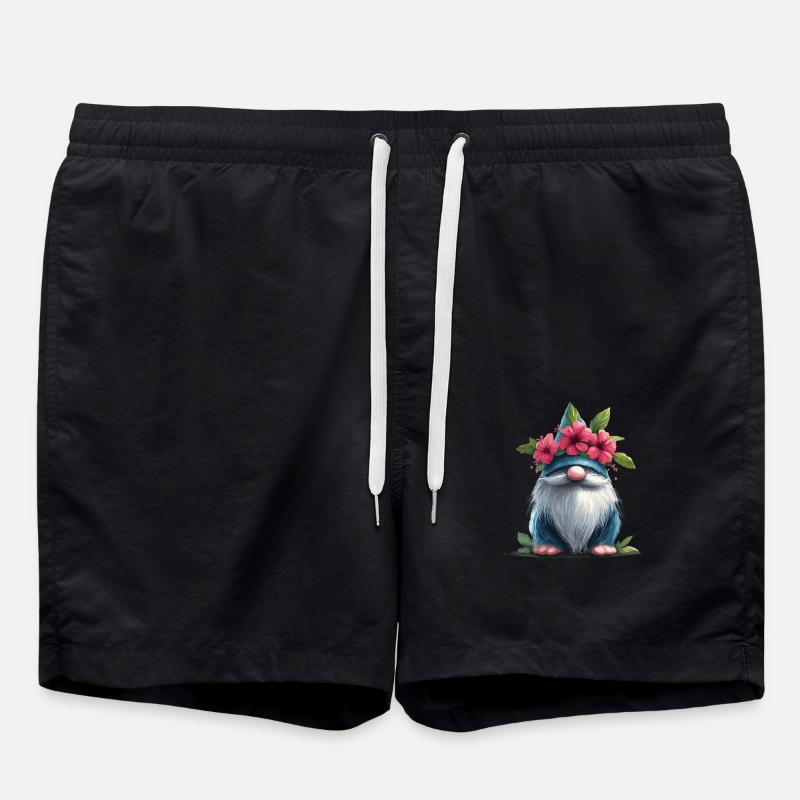 Gnome with flower hat - Swim Trunks - black