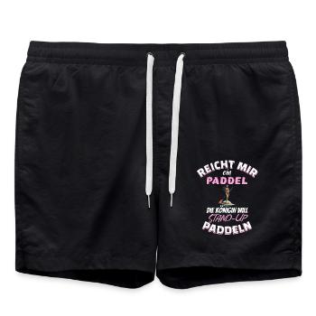 Die Königin will Stand-Up-Paddeln - Badeshorts - Schwarz - Vorne - AI Model Male 185 light (185cm)