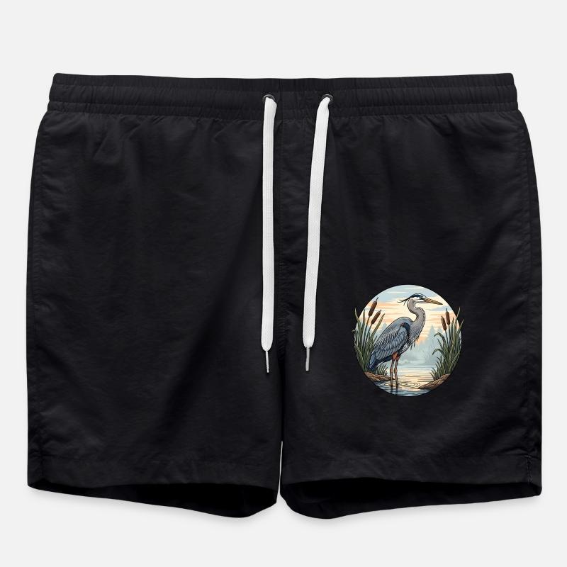 Blue Heron - Swim Trunks - black