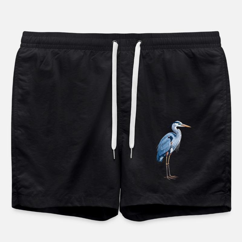 Elegant Blue Heron - Swim Trunks - black