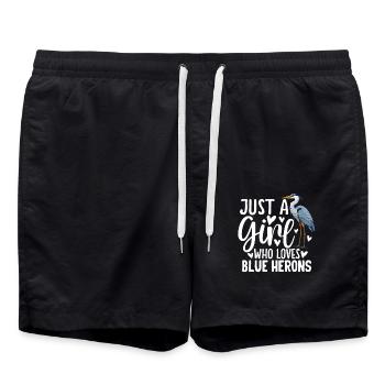 Just a Girl Who Loves Blue Herons - Swim Trunks - black - Front - AI Model Male 185 light (185cm)