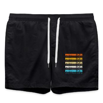 Proverbe biblique Jésus-Christ Verset biblique Chapitre 32 - Short de bain - noir - Devant - AI Model Male 185 light (185cm)