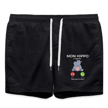 Mon hippo m’appelle Faut que j’y aille - Short de bain - noir - Devant - AI Model Male 185 light (185cm)