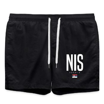 Nis, Serbia - Swim Trunks - black - Front - AI Model Male 185 light (185cm)