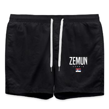 Zemun, Serbia - Swim Trunks - black - Front - AI Model Male 185 light (185cm)