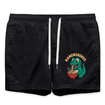 Lustiger Dinosaurier der Ramen Nudeln isst - Badeshorts - Schwarz - Vorne - AI Model Male 185 light (185cm)