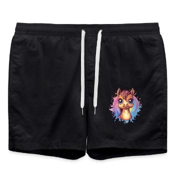 Lächelndes Pony Porträt - Badeshorts - Schwarz - Vorne - AI Model Male 185 light (185cm)