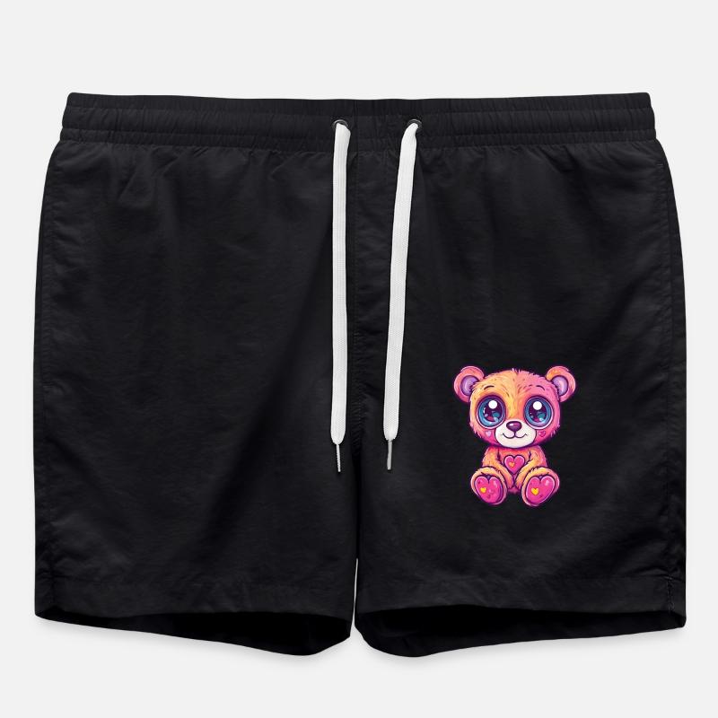 Cuddly bear with heart - Swim Trunks - black