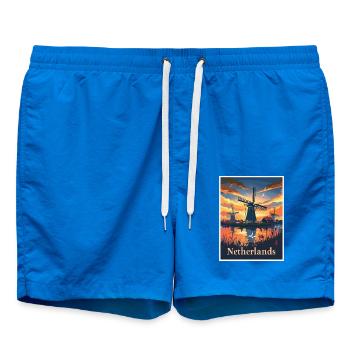 Pays-Bas Moulins à vent Art du paysage - Short de bain - cobalt blue - Devant