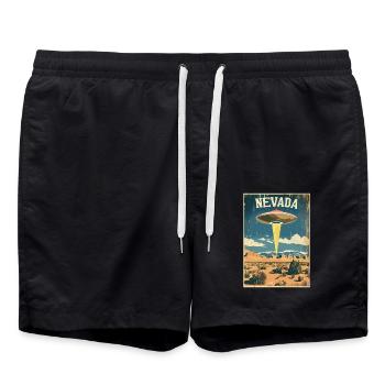 Nevada OVNI Paysage Aventure Inspiration rétro - Short de bain - noir - Devant - AI Model Male 185 light (185cm)