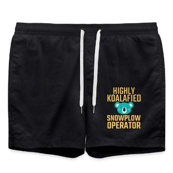 Snowplow Operator Koalafied Schneepflugfahrer - Badeshorts - Schwarz - Vorne - AI Model Male 185 light (185cm)